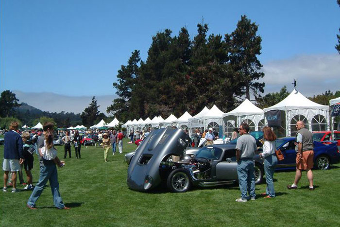 small tents outside for car show